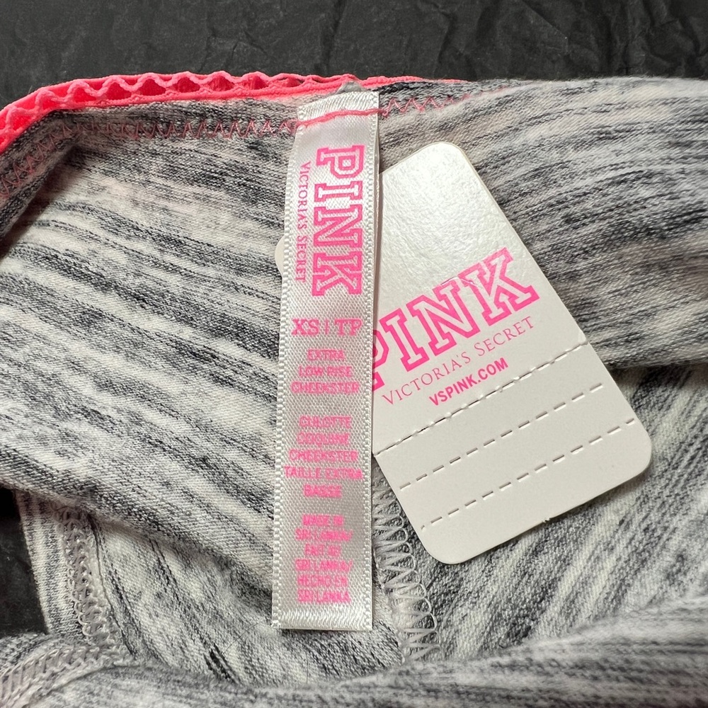 NWT Victoria’s Secret PINK Grey & coral Strappy Extra Low Rise Cheeky Panties XS - Picture 2 of 3